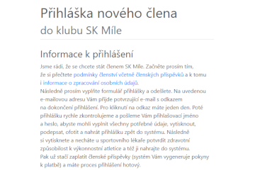 Přihláška do klubu